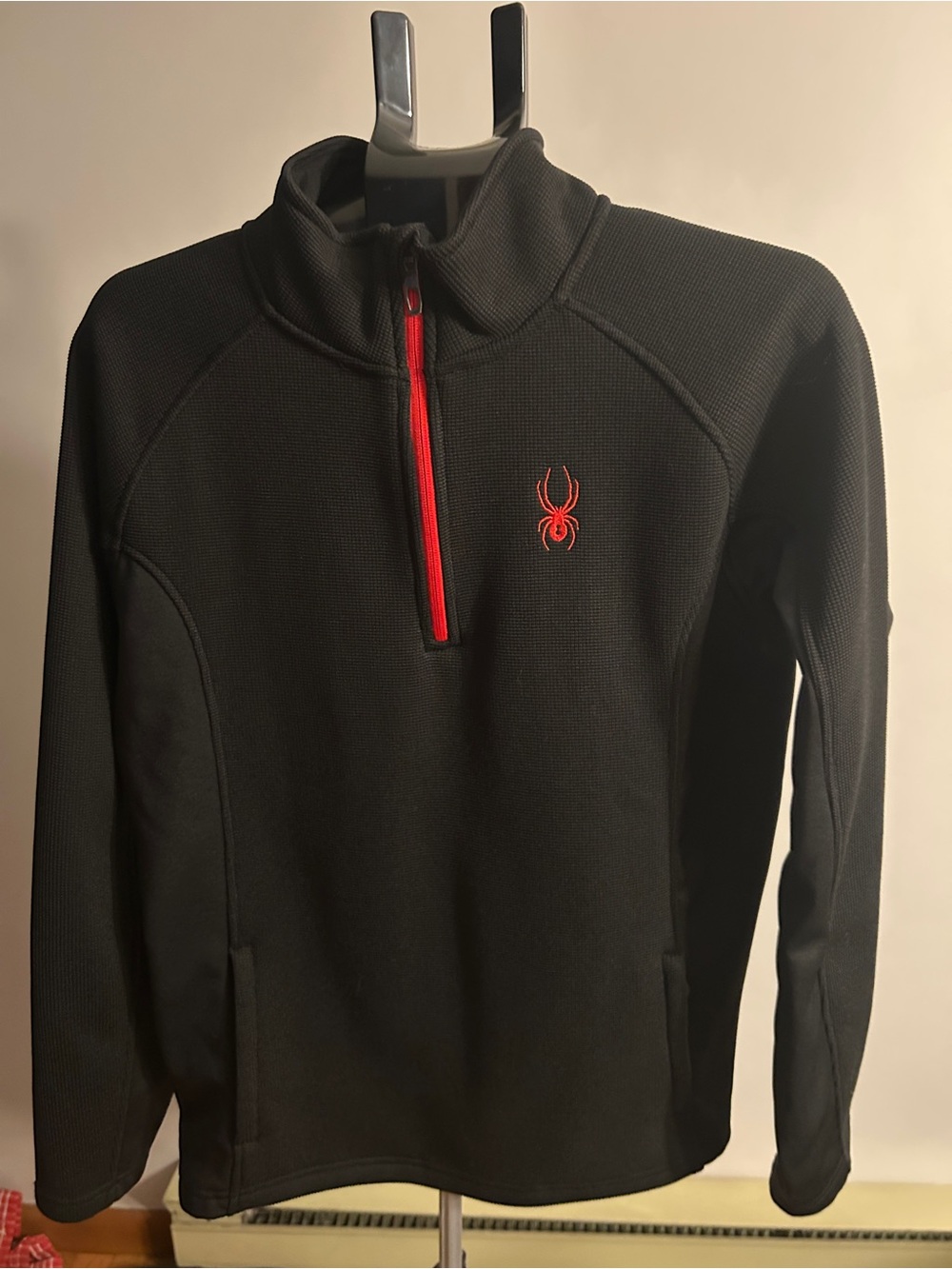 Spyder Black Half-Zip Pullover with Red Accents